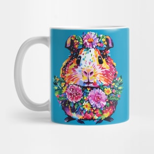 Guinea Pig with Flowers Colorful Doodle Mug
